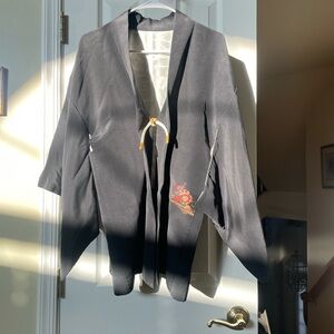 Black Kimono with Red Embroidery